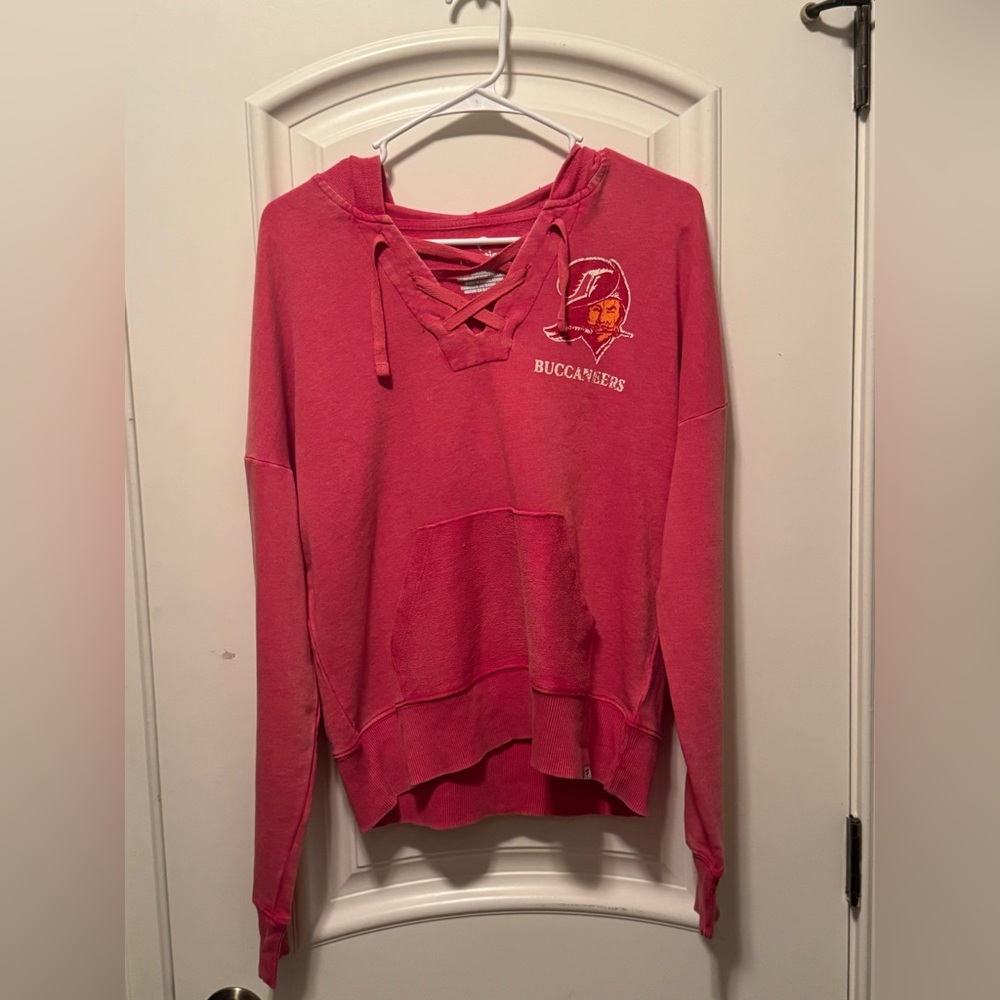 Tampa Bay Buccaneers Red Washed Fanatics Terry Lace-Up Pullover Hoodie